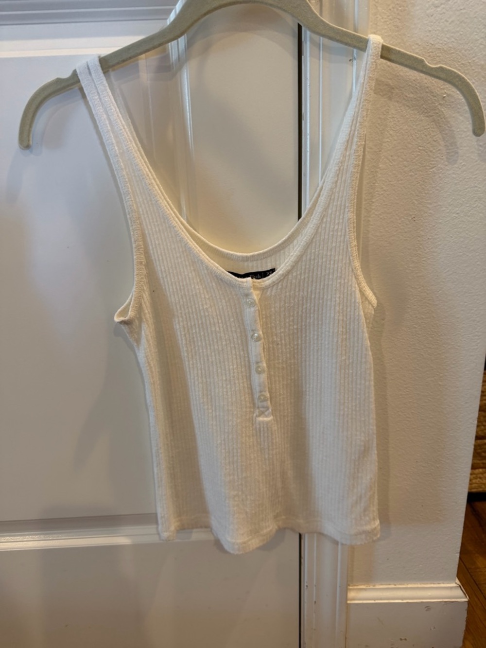 Abercrombie & Fitch White Ribbed Button-Front Tank